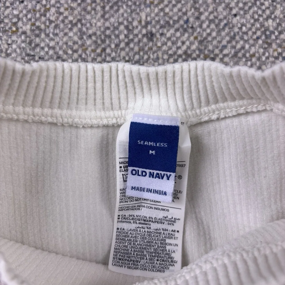 Gap Kids Ribbed Short Sleeve T-Shirt Crewneck Cream Off-White Top Girls Sz M
